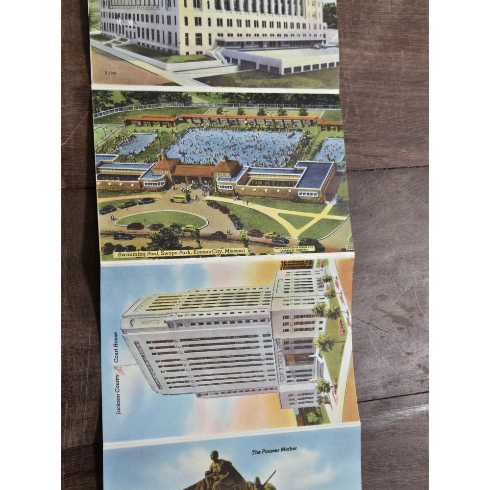40s Vintage SOUVENIR FOLDER of GREATER KANSAS CITY Postcard Album, Attractions - Picture 5 of 14